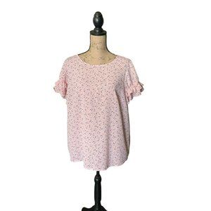 Lane Bryant Blouse pink and navy floral